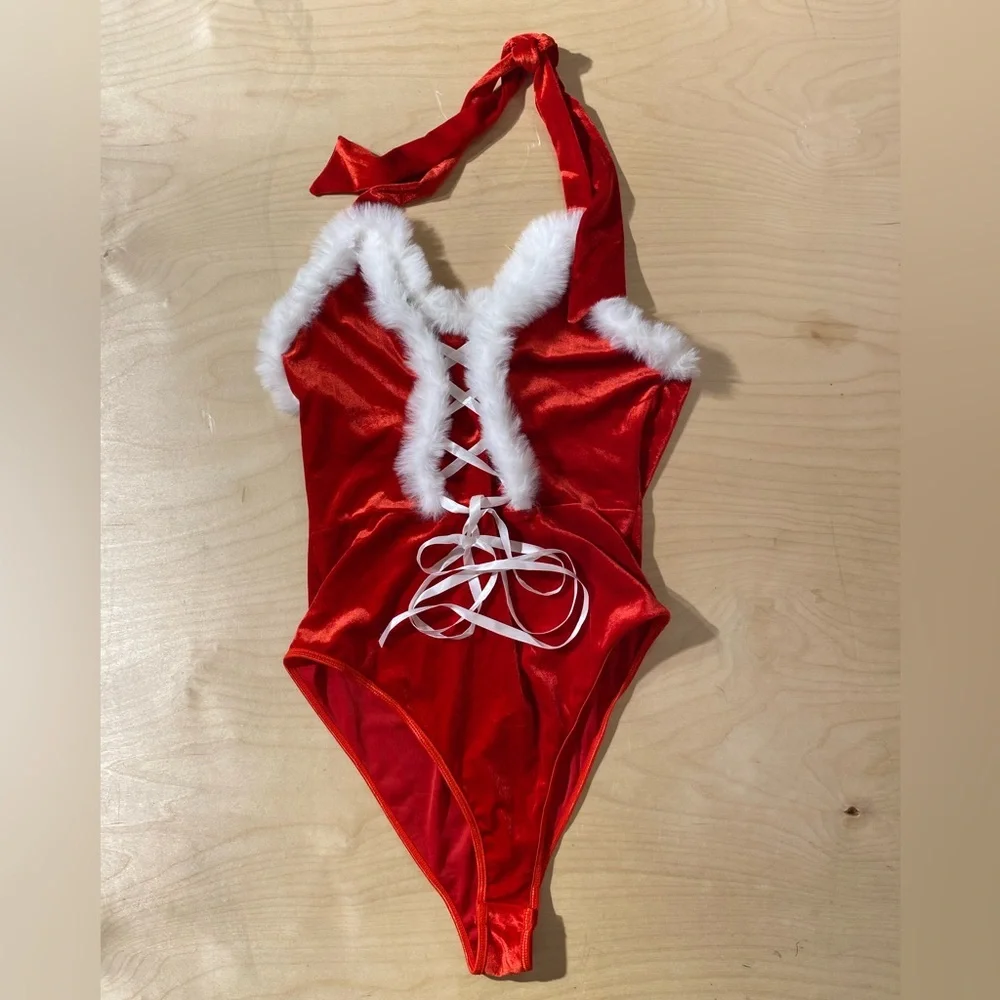 Avid Love Red One Piece Santa Swimsuit with White Trim XXL (OP)